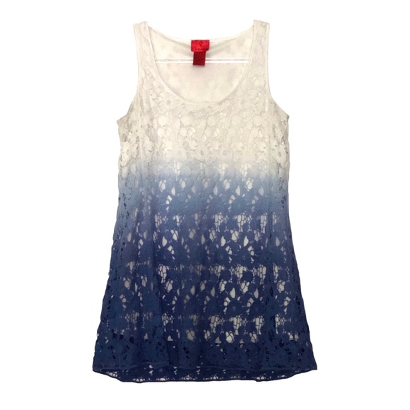 V-Cristina blue & white crochet top / tunic - Picture 3 of 8